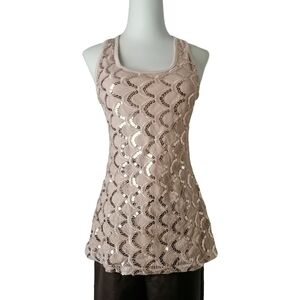 🐞 S,light salmon sequin tank top
